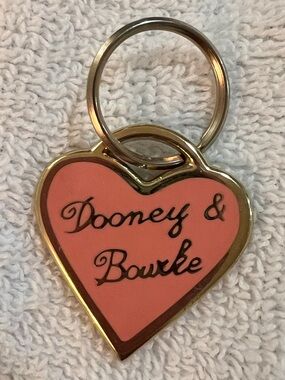Vintage Dooney & Bourke pink heart charm fob keychain for purse handbag satchel